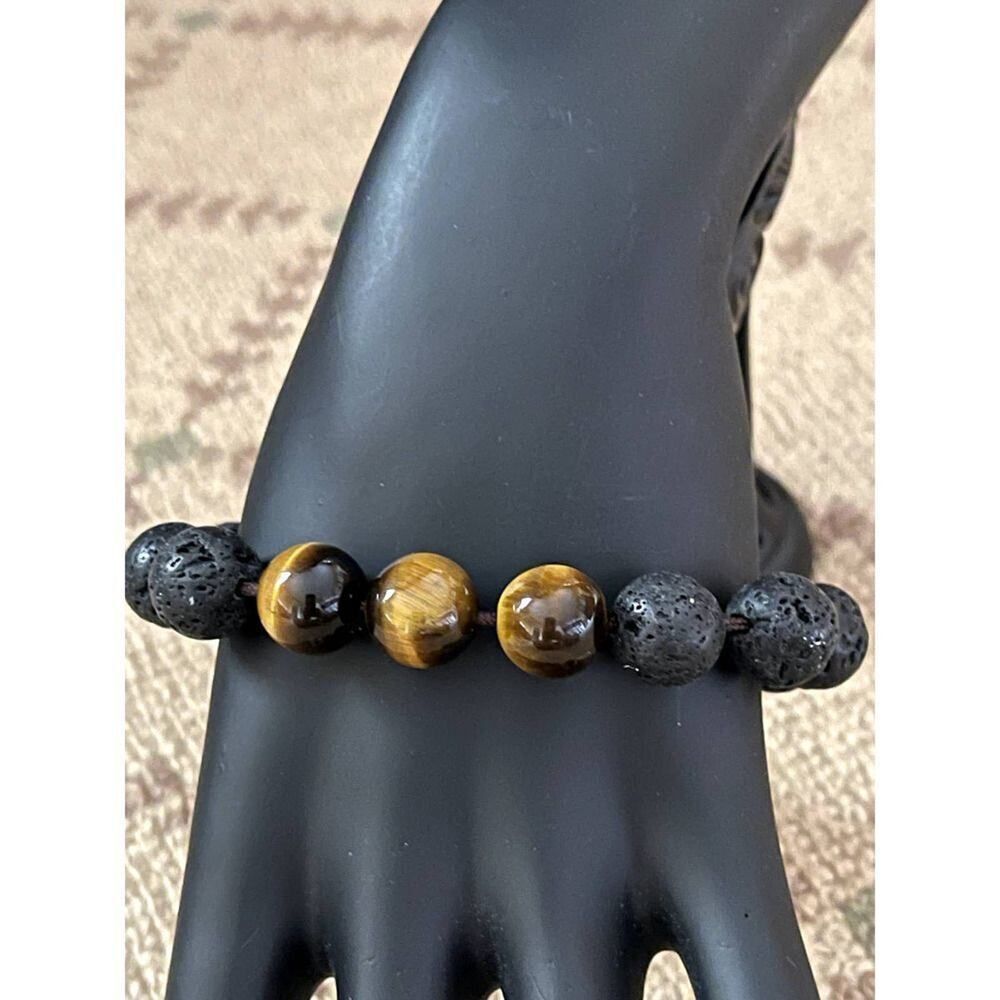 Tigereye quartz lava large stone bracelet NWOT